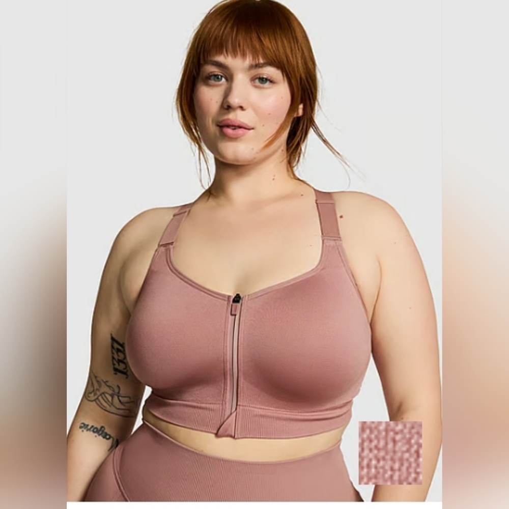 Pink-Seamless Air Front-Close High-Support Sports Bra